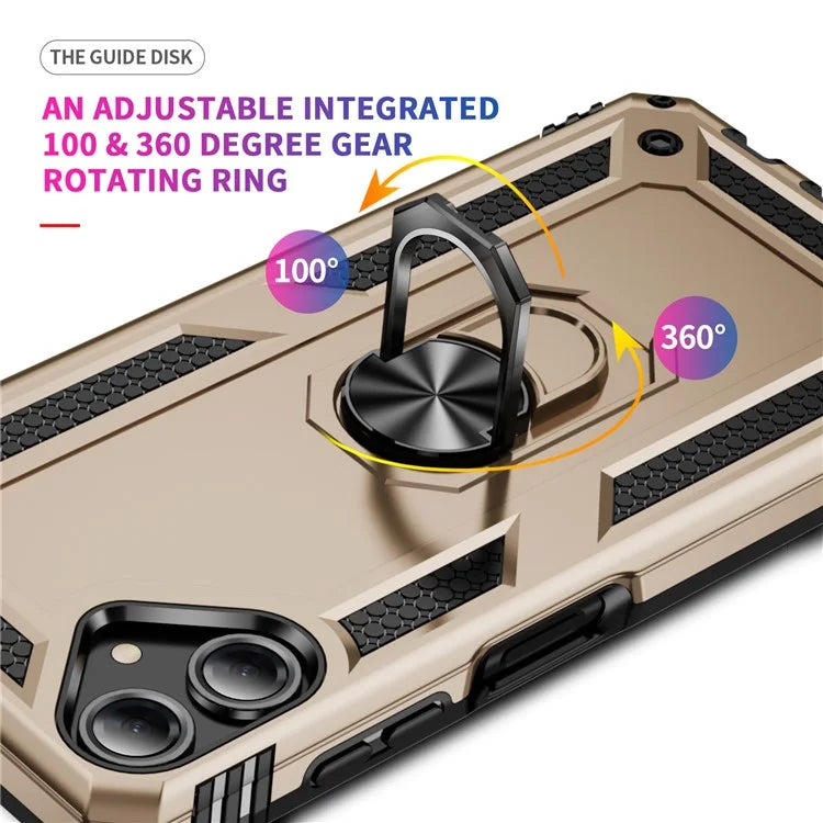 For Samsung Galaxy A06 Case PC+TPU Phone Cover with Rotary Ring Kickstand