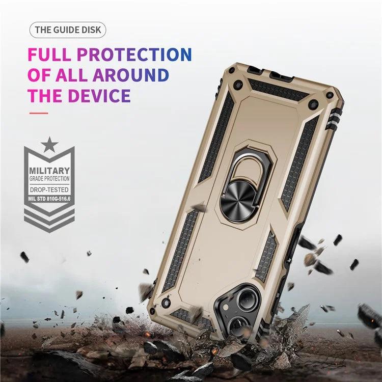 For Samsung Galaxy A06 Case PC+TPU Phone Cover with Rotary Ring Kickstand
