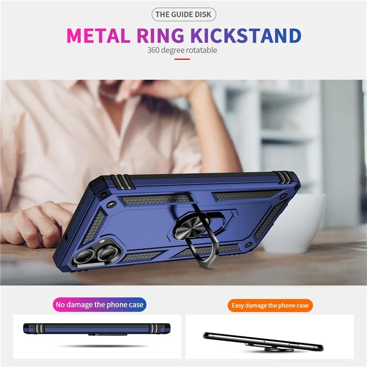 For Samsung Galaxy A06 Case PC+TPU Phone Cover with Rotary Ring Kickstand