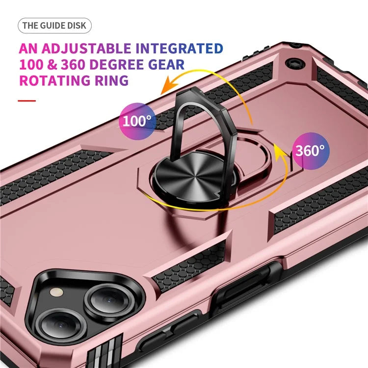 For Samsung Galaxy A06 Case PC+TPU Phone Cover with Rotary Ring Kickstand