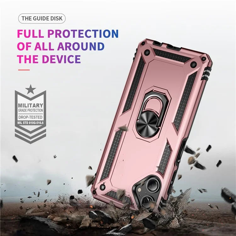 For Samsung Galaxy A06 Case PC+TPU Phone Cover with Rotary Ring Kickstand