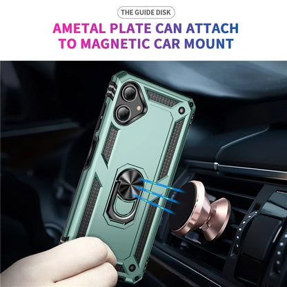 For Samsung Galaxy A06 Case PC+TPU Phone Cover with Rotary Ring Kickstand
