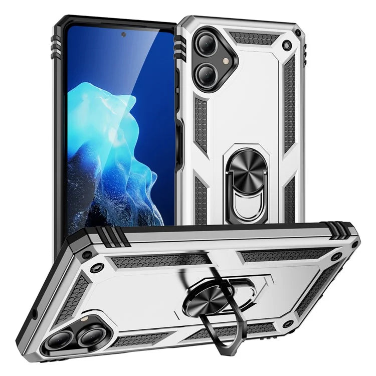 For Samsung Galaxy A06 Case PC+TPU Phone Cover with Rotary Ring Kickstand