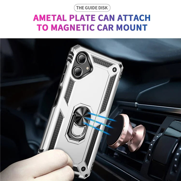 For Samsung Galaxy A06 Case PC+TPU Phone Cover with Rotary Ring Kickstand