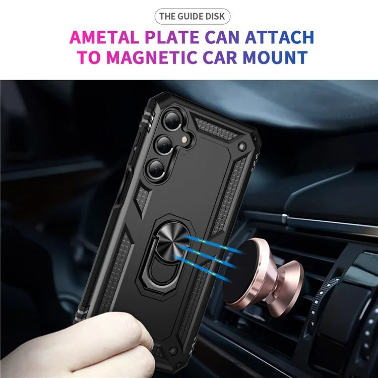 For Samsung Galaxy A16 5G Case PC+TPU Phone Cover with Rotary Ring Kickstand