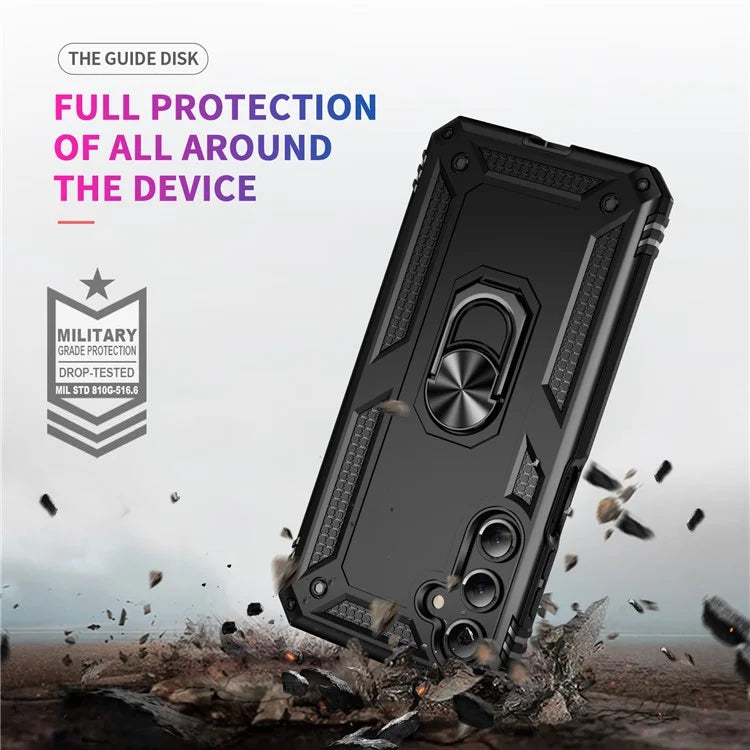 For Samsung Galaxy A16 5G Case PC+TPU Phone Cover with Rotary Ring Kickstand
