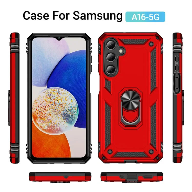 For Samsung Galaxy A16 5G Case PC+TPU Phone Cover with Rotary Ring Kickstand