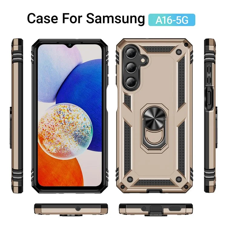 For Samsung Galaxy A16 5G Case PC+TPU Phone Cover with Rotary Ring Kickstand