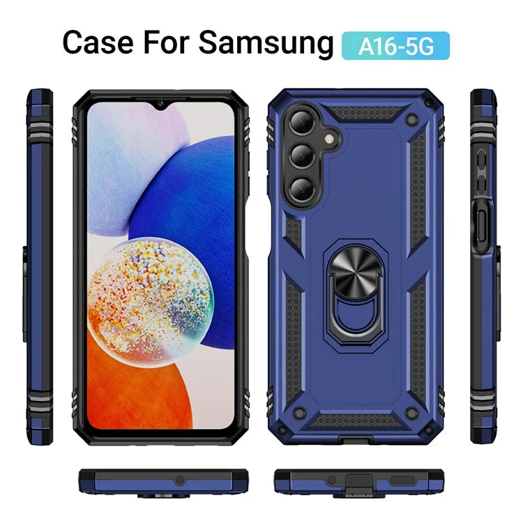 For Samsung Galaxy A16 5G Case PC+TPU Phone Cover with Rotary Ring Kickstand
