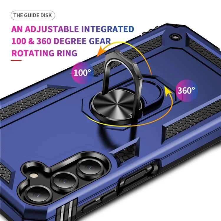 For Samsung Galaxy A16 5G Case PC+TPU Phone Cover with Rotary Ring Kickstand