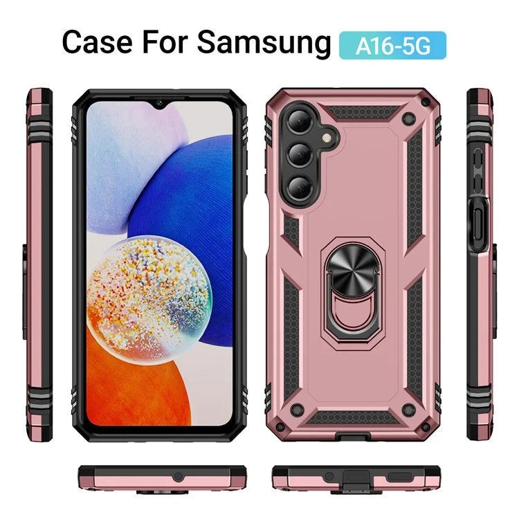 For Samsung Galaxy A16 5G Case PC+TPU Phone Cover with Rotary Ring Kickstand