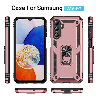 For Samsung Galaxy A16 5G Case PC+TPU Phone Cover with Rotary Ring Kickstand