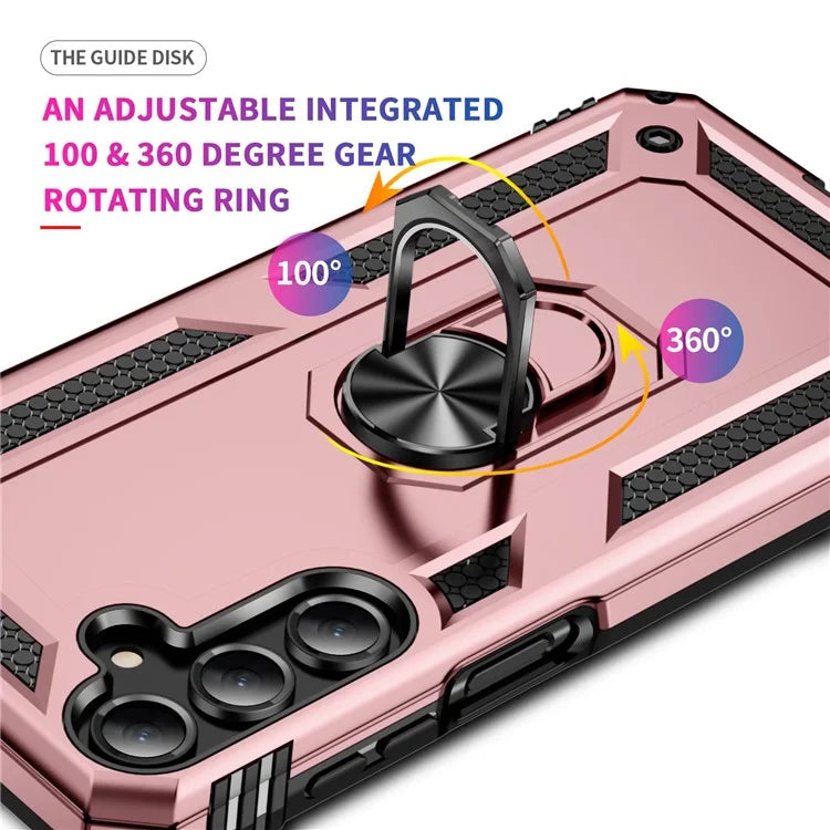 For Samsung Galaxy A16 5G Case PC+TPU Phone Cover with Rotary Ring Kickstand