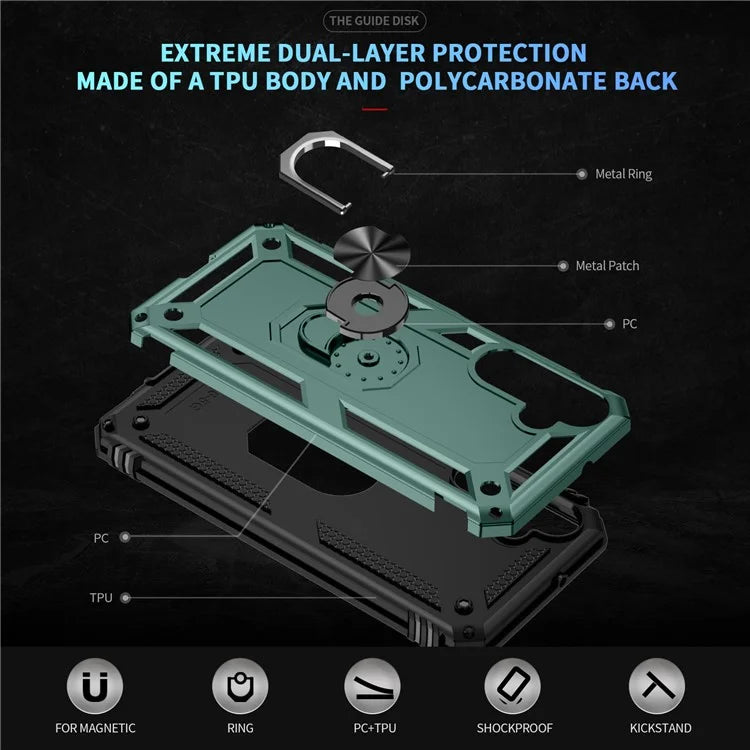 For Samsung Galaxy A16 5G Case PC+TPU Phone Cover with Rotary Ring Kickstand