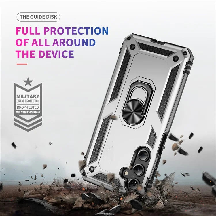 For Samsung Galaxy A16 5G Case PC+TPU Phone Cover with Rotary Ring Kickstand