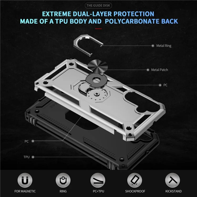 For Samsung Galaxy A16 5G Case PC+TPU Phone Cover with Rotary Ring Kickstand