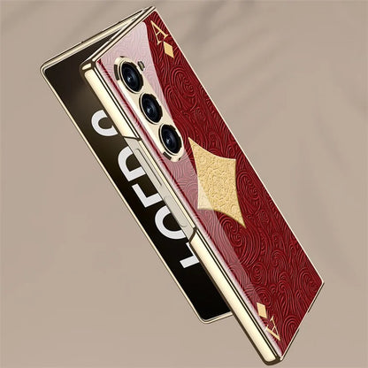 GKK For Samsung Galaxy Z Fold6 5G Case Electroplating Printed Pattern Tempered Glass+PC Phone Cover