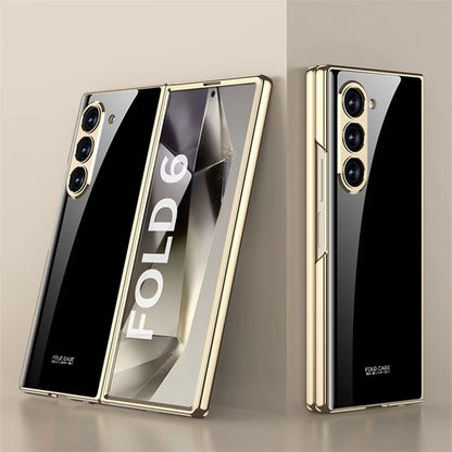 GKK For Samsung Galaxy Z Fold6 5G Case Electroplating Printed Pattern Tempered Glass+PC Phone Cover