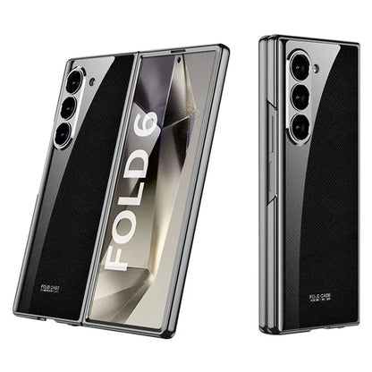 GKK For Samsung Galaxy Z Fold6 5G Case Electroplating Printed Pattern Tempered Glass+PC Phone Cover