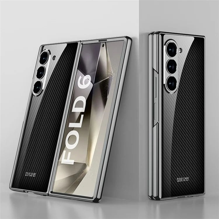GKK For Samsung Galaxy Z Fold6 5G Case Electroplating Printed Pattern Tempered Glass+PC Phone Cover