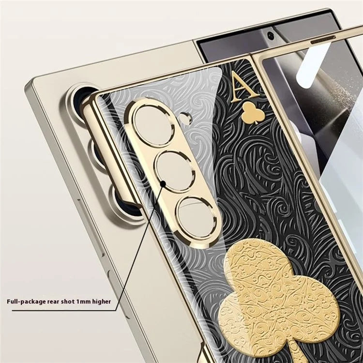 GKK For Samsung Galaxy Z Fold6 5G Case Electroplating Printed Pattern Tempered Glass+PC Phone Cover