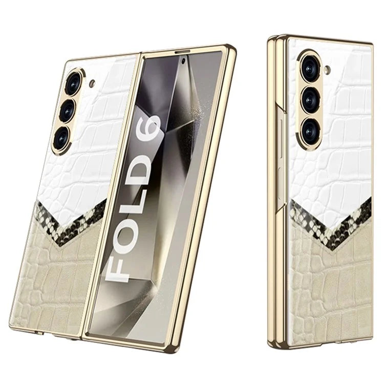 GKK For Samsung Galaxy Z Fold6 5G Case Printed Pattern Electroplating Tempered Glass+PC Phone Cover