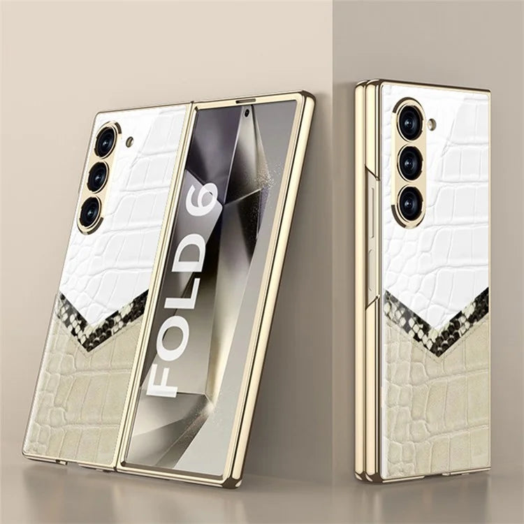 GKK For Samsung Galaxy Z Fold6 5G Case Printed Pattern Electroplating Tempered Glass+PC Phone Cover