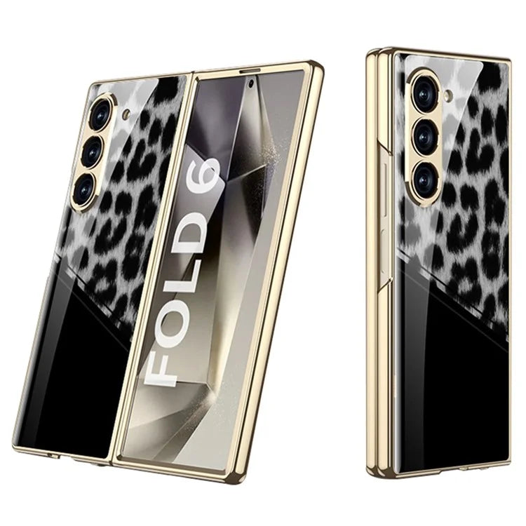 GKK For Samsung Galaxy Z Fold6 5G Case Printed Pattern Electroplating Tempered Glass+PC Phone Cover