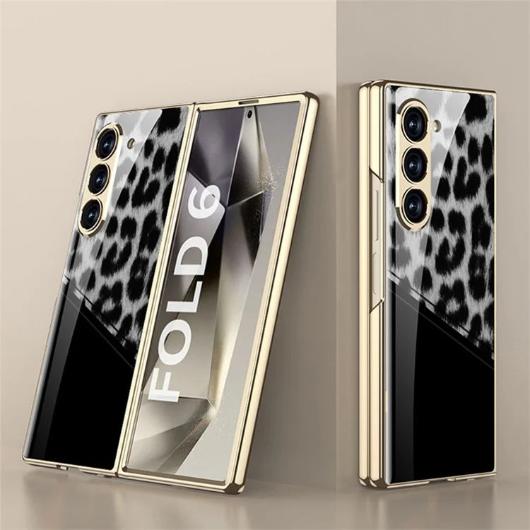 GKK For Samsung Galaxy Z Fold6 5G Case Printed Pattern Electroplating Tempered Glass+PC Phone Cover