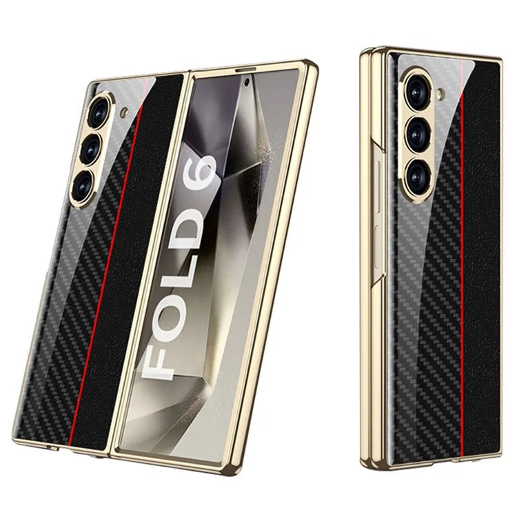 GKK For Samsung Galaxy Z Fold6 5G Case Printed Pattern Electroplating Tempered Glass+PC Phone Cover