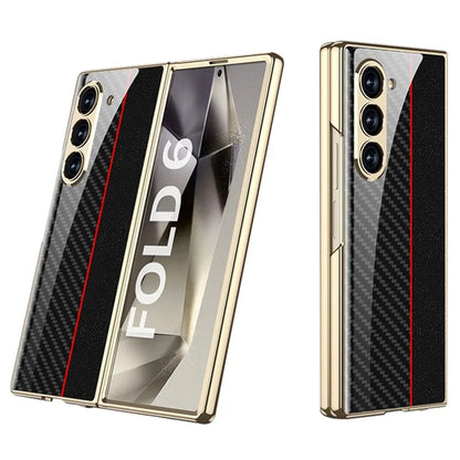 GKK For Samsung Galaxy Z Fold6 5G Case Printed Pattern Electroplating Tempered Glass+PC Phone Cover