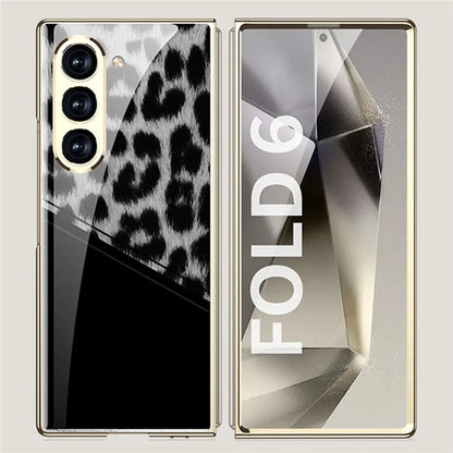 GKK For Samsung Galaxy Z Fold6 5G Case Printed Pattern Electroplating Tempered Glass+PC Phone Cover
