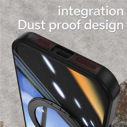 For iPhone 16 Pro Max Case Rotatable Magnetic Kickstand TPU+PC Phone Cover with Lens Film