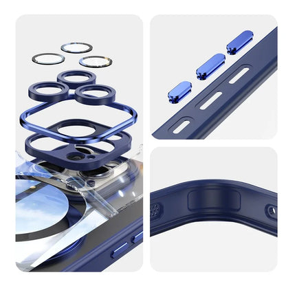 For iPhone 16 Pro Max Case Rotatable Magnetic Kickstand TPU+PC Phone Cover with Lens Film