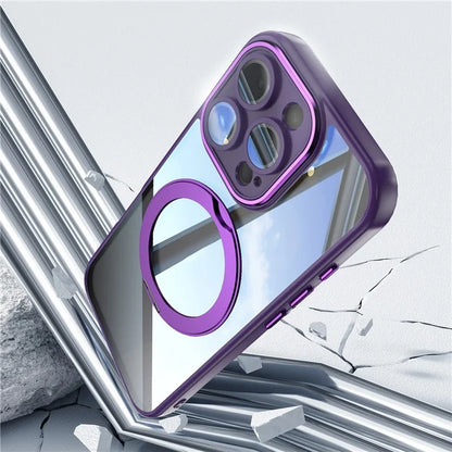 For iPhone 16 Pro Max Case Rotatable Magnetic Kickstand TPU+PC Phone Cover with Lens Film