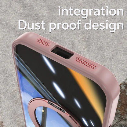 For iPhone 16 Pro Max Case Rotatable Magnetic Kickstand TPU+PC Phone Cover with Lens Film