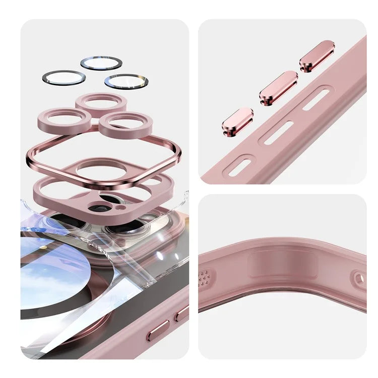 For iPhone 16 Pro Max Case Rotatable Magnetic Kickstand TPU+PC Phone Cover with Lens Film