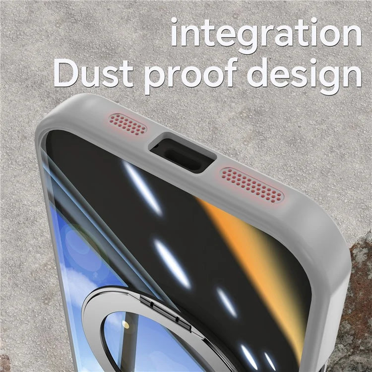 For iPhone 16 Pro Max Case Rotatable Magnetic Kickstand TPU+PC Phone Cover with Lens Film