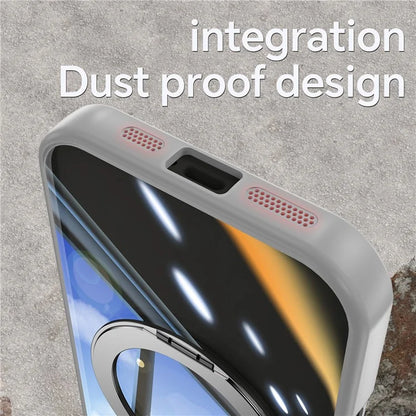 For iPhone 16 Pro Max Case Rotatable Magnetic Kickstand TPU+PC Phone Cover with Lens Film