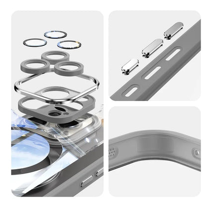 For iPhone 16 Pro Max Case Rotatable Magnetic Kickstand TPU+PC Phone Cover with Lens Film