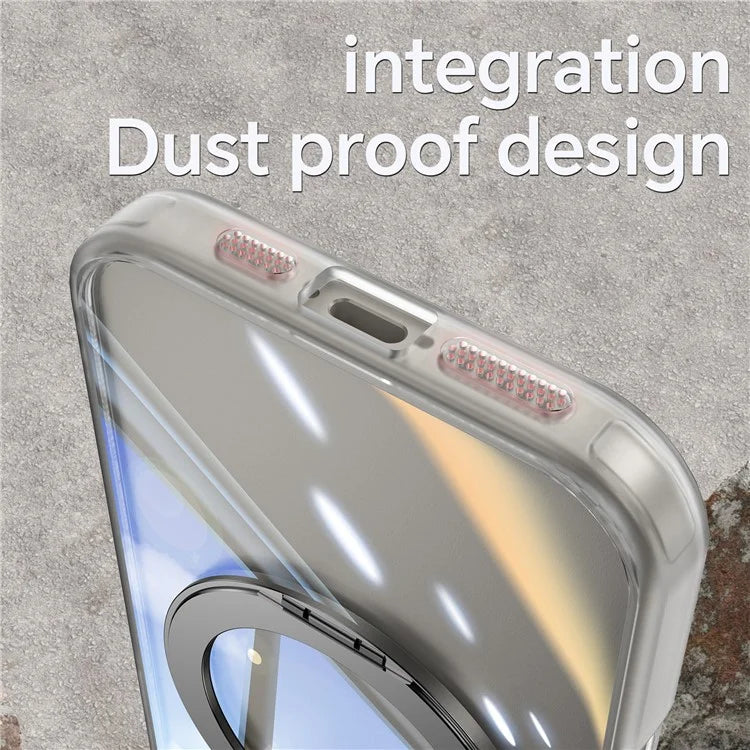 For iPhone 16 Pro Max Case Rotatable Magnetic Kickstand TPU+PC Phone Cover with Lens Film