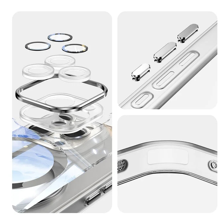 For iPhone 16 Pro Max Case Rotatable Magnetic Kickstand TPU+PC Phone Cover with Lens Film