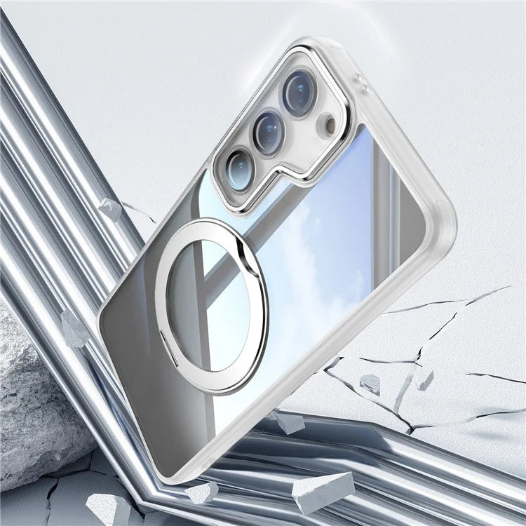 For Samsung Galaxy S23 Case Rotatable Magnetic Kickstand TPU+PC Phone Cover with Lens Film