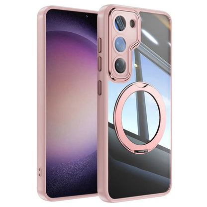 For Samsung Galaxy S23 Case Rotatable Magnetic Kickstand TPU+PC Phone Cover with Lens Film