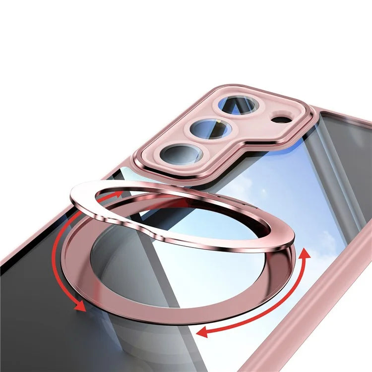For Samsung Galaxy S23 Case Rotatable Magnetic Kickstand TPU+PC Phone Cover with Lens Film