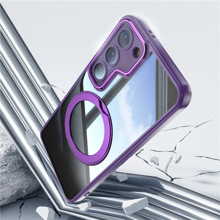 For Samsung Galaxy S23 Case Rotatable Magnetic Kickstand TPU+PC Phone Cover with Lens Film