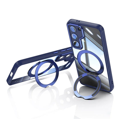 For Samsung Galaxy S23 Case Rotatable Magnetic Kickstand TPU+PC Phone Cover with Lens Film