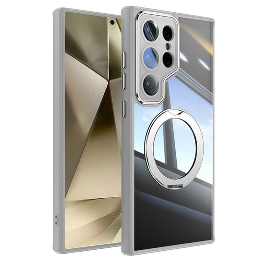For Samsung Galaxy S24 Ultra Case Rotatable Magnetic Kickstand TPU+PC Phone Cover with Lens Film