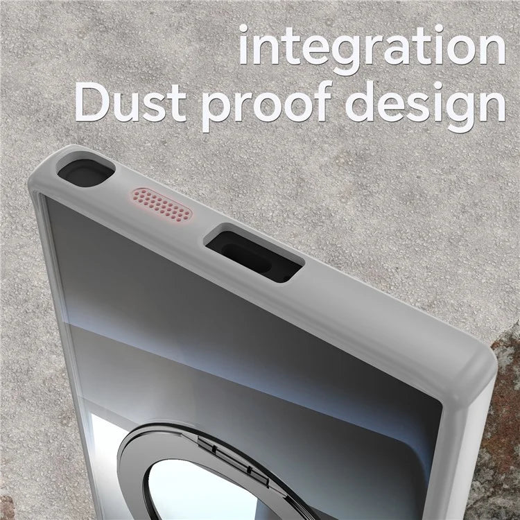 For Samsung Galaxy S24 Ultra Case Rotatable Magnetic Kickstand TPU+PC Phone Cover with Lens Film