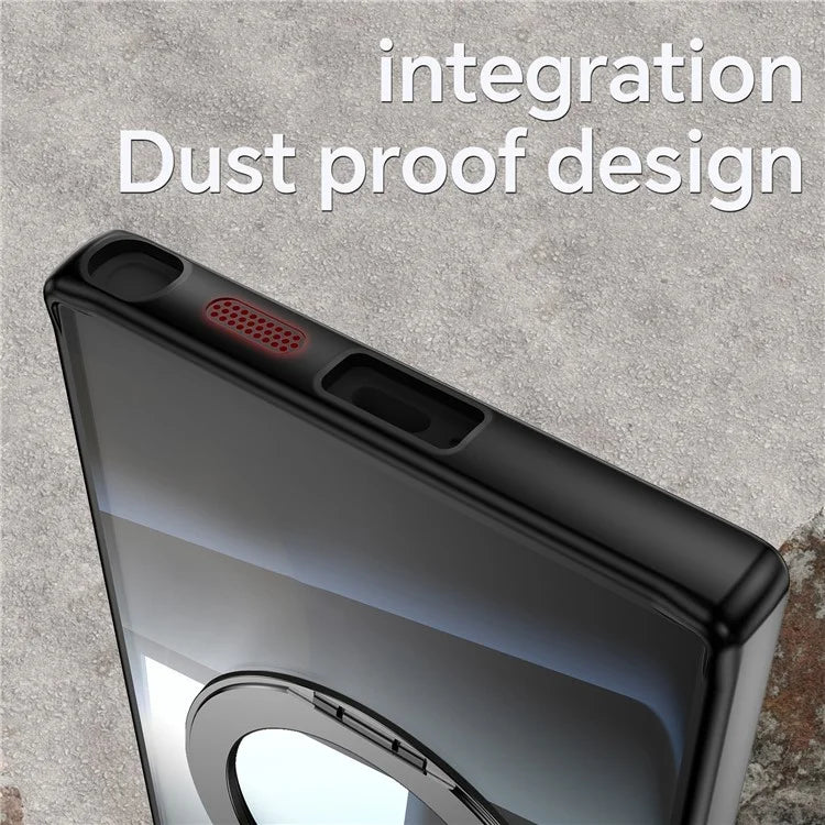For Samsung Galaxy S24 Ultra Case Rotatable Magnetic Kickstand TPU+PC Phone Cover with Lens Film